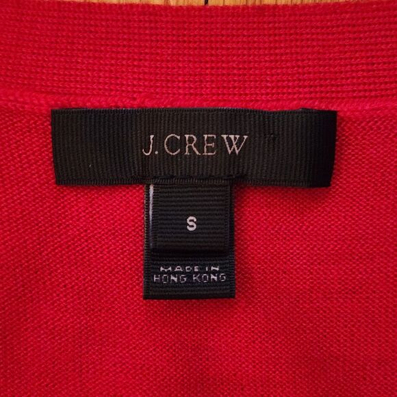 J. Crew NWOT Red 100% Merino Wool Zebra Novelty Print Cardigan Sweater Size S - Picture 5 of 11